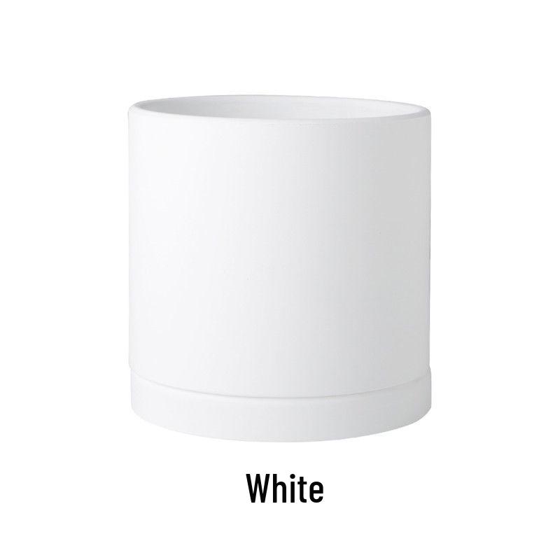 Morandi Colorful Ceramic Cylinder Flower Pots with Saucers for Indoor/Outdoor Plants