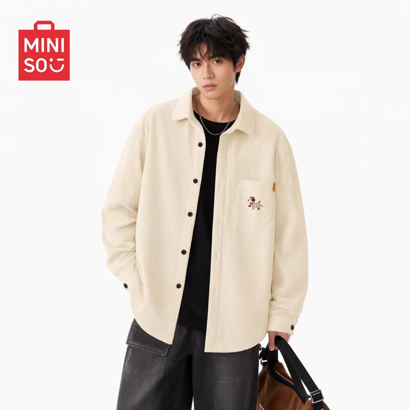 MINISO Men's American Style Fleece-Lined Corduroy Shirt Jacket