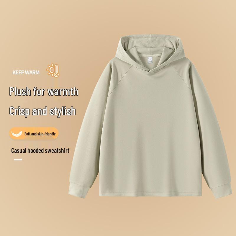 Unisex Long Sleeve Hoodie with Custom Logo – Double-Sided Fleece, Skin-Friendly Pullover Jacket for Couples