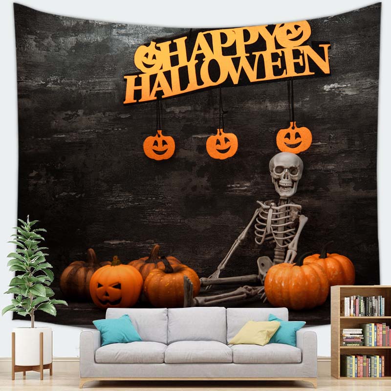 Home Decor Happy Halloween Tapestry Wall Hanging Devil Pumpkin Skull Decor Tapestry Party Tapestry 230x180cm Tapiz