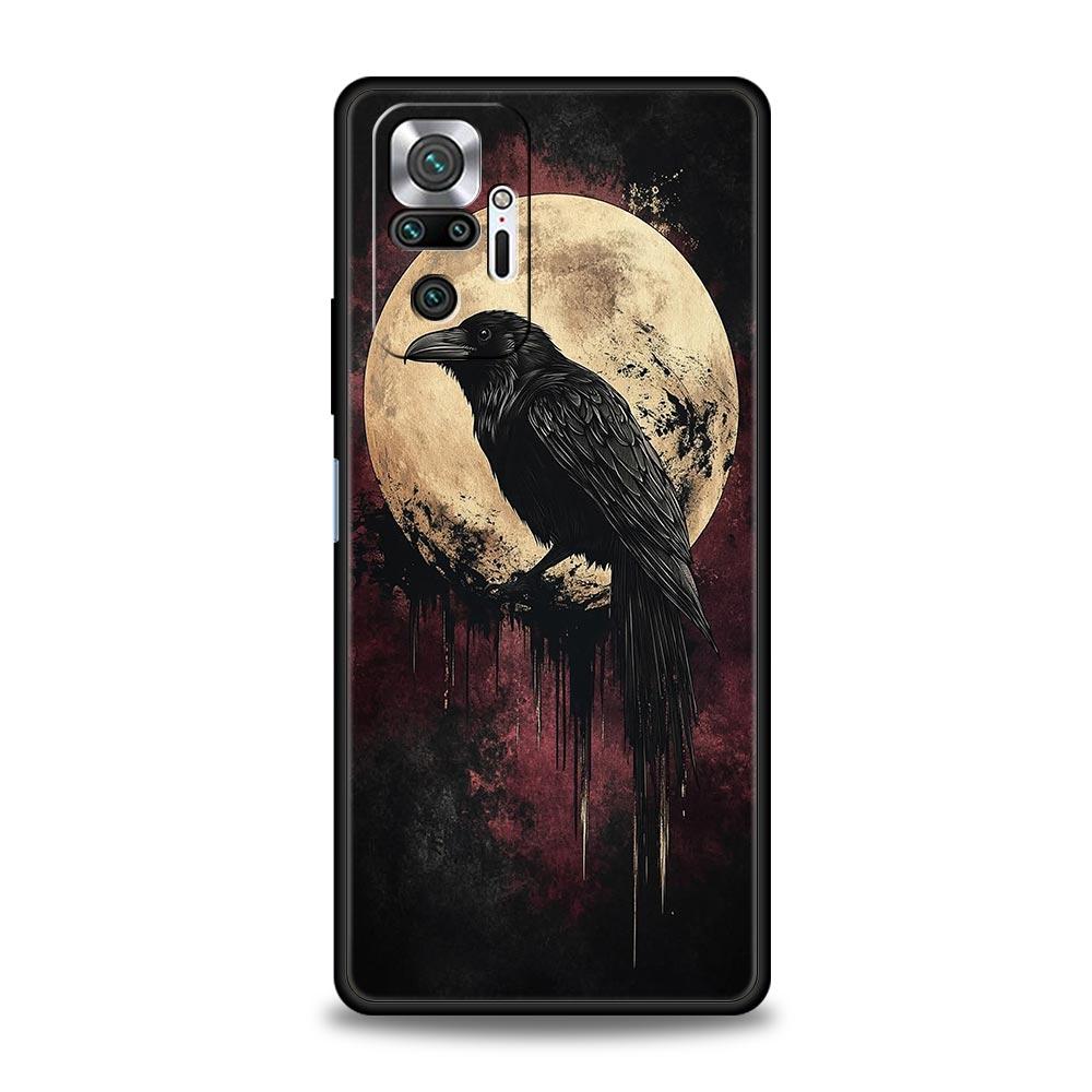 Black Raven Phone Case Cover for Redmi 14C 10C Note 15 14 13 12 10 11 K40 Pro Plus 5G Soft TPU Shockproof Shell Fundas Capas Bag