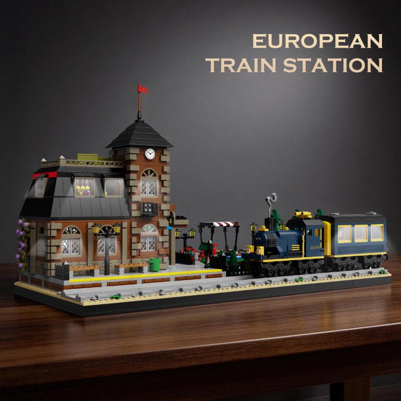 Brick Joy 66194 European Train Station Model Building Blocks - Educational Toy for Children