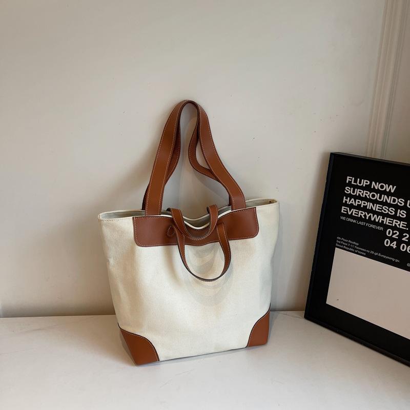 Tote Bag Women's 2025 Summer New Fashion Simple Contrasting Shoulder Bag Commuting To Work Large-capacity Shoulder Bag