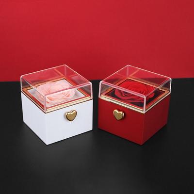 Rotation Rose Jewelry Gift Box Ring Display Necklace Storage Proposal Ring Boxes Eternal Rose Dustproof Jewelry Display Rack