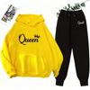 Women's 2 Piece Matching Set Queen Print Hoodie and Sweatpants Casual Street Style Outdoor Sportswear