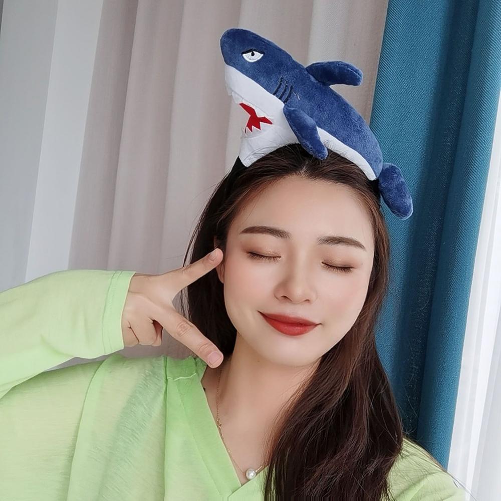 Washing Face Hair Accessories Women Plush Shark Fish Cartoon Hair Hoop Hairband Dinosaur Headbands