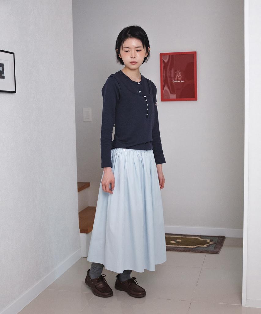 Cotton Bell String Banding Skirt - Sky Blue