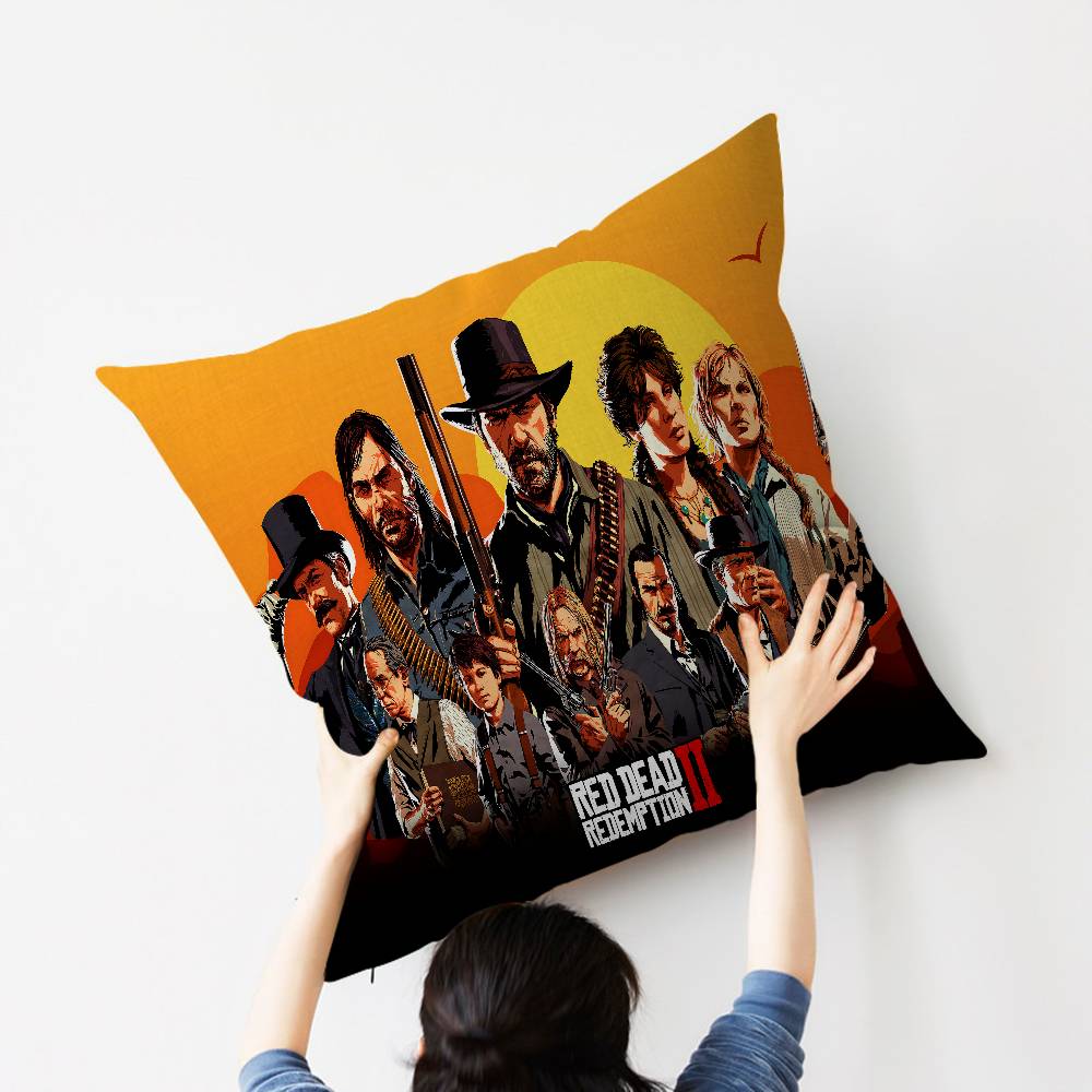 Spel Red Dead Redemption 2 Kussensloop Polyester Bankkussens Decoratieve Sierkussens Huisdecoratie Kussensloop 35x35cm