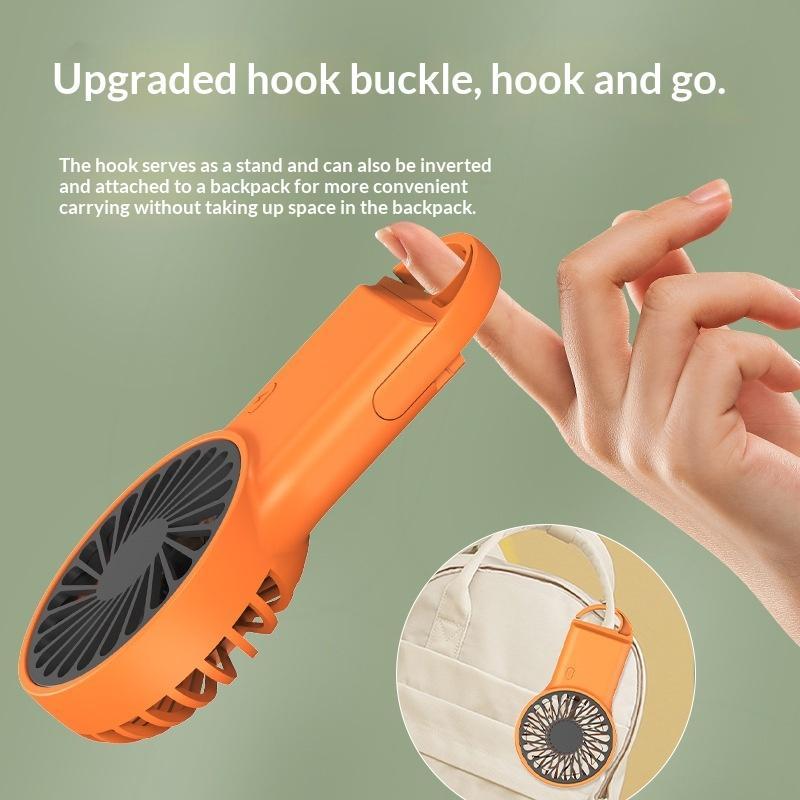 Rechargeable Mini Handheld Fan Strong Airflow Built In Hook Perfect For Office Home Outdoor Travel Use