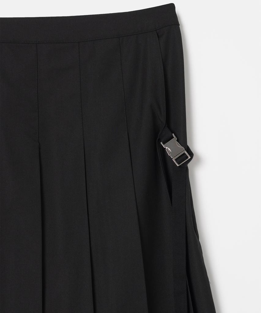 Milo Woman Zipper Layered Pleated Skirt [Black]
