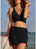 Solid Push Up High Waist Skort Sexy Two Piece Bikini Set Elegant Slimming