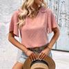 YYFS Women's Fashion Casual Solid Color Print Short Sleeve V-Neck Blouses & Shirts