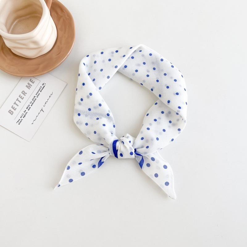 Polka dot silk scarf women's spring and summer new Korean ins versatile neck protection scarf fashion headscarf square scarf silk scarf