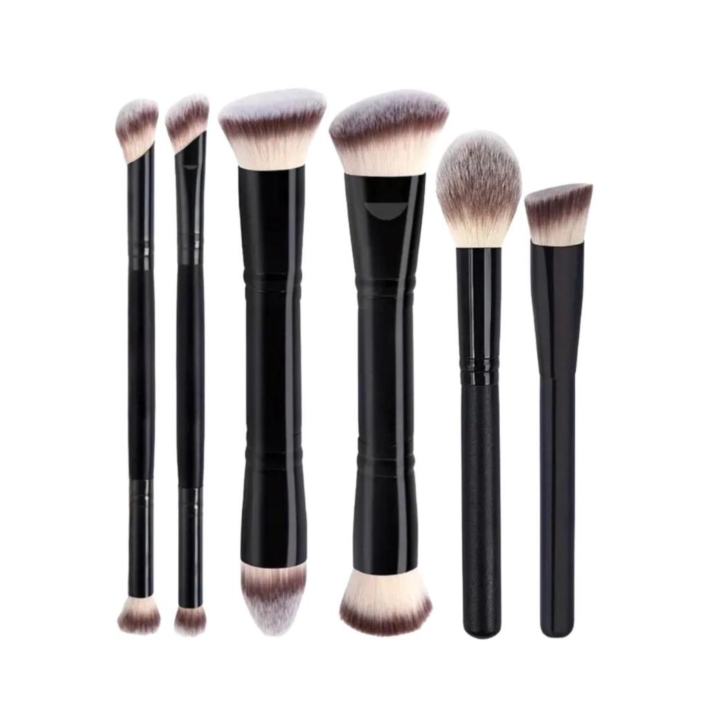 5 oboustranných štětců na make-up: Make-up, Tvářenka, 3-barevná kontura, Měkké štětiny, Sypký pudr, Sada kosmetických nástrojů
