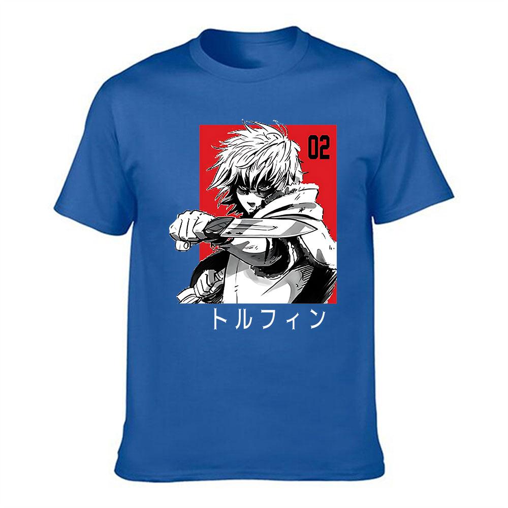 Unisexs Cotton Tshirt Anime Style Character Holding Knife Print Casual Short Sleeve Tee Top