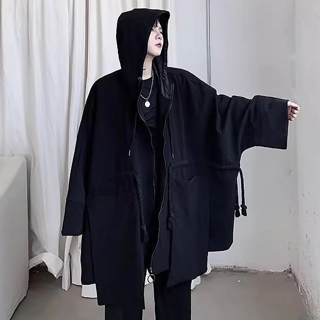 TOWYYO Poncho Einfacher Dolman-Umhang mit Ausgestellter Mehrlagiger Fleece Plus Harajuku und Modern Schmeichelhaft für und Winter Herren-Hoodie, Farbe, Kapuze, Ärmel,