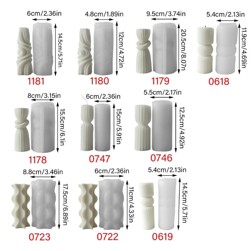 Flexible Silikonform, gestreifte, zylinderförmige Kerzenformen, duftende Aromatherapien, Herstellungsform, handgefertigte Ornamentform