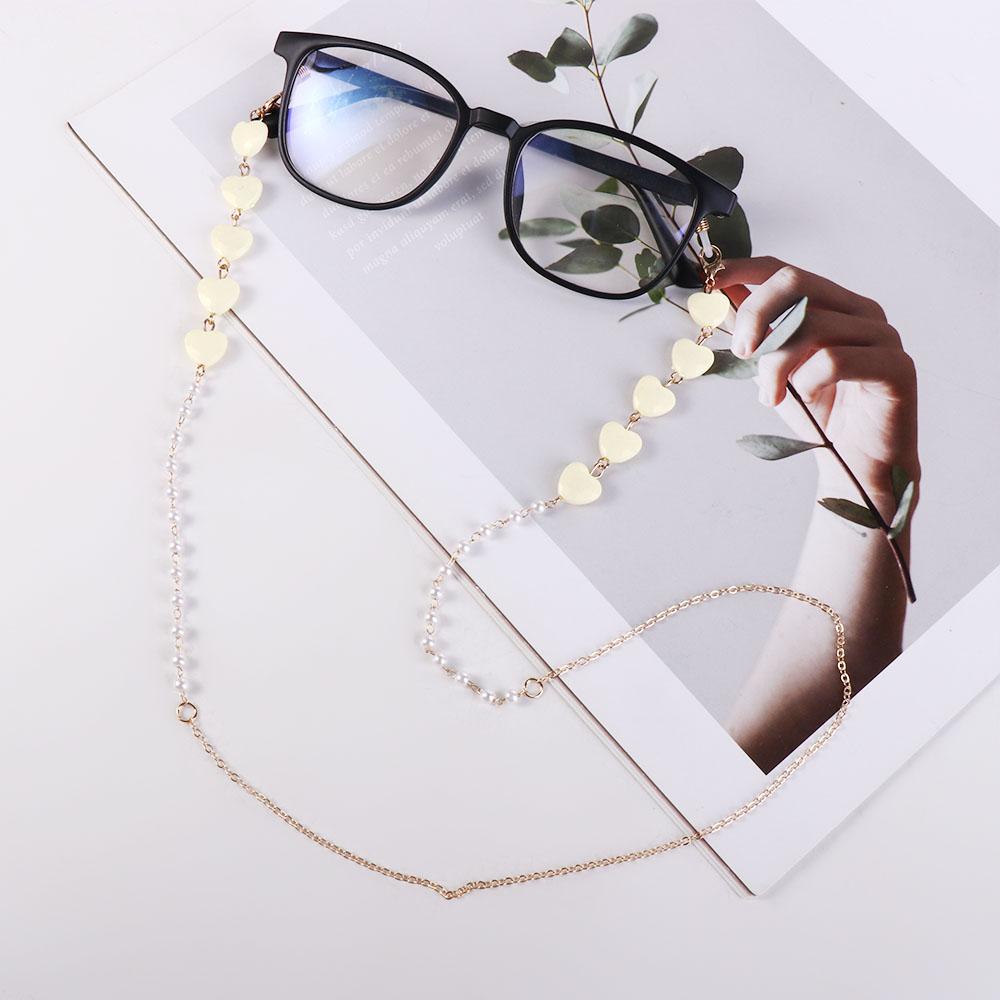 Halskette Herzförmige Liebesbrillenketten Maske Anti-Verlust-Ketten Brillenband Perlen Sonnenbrillenketten