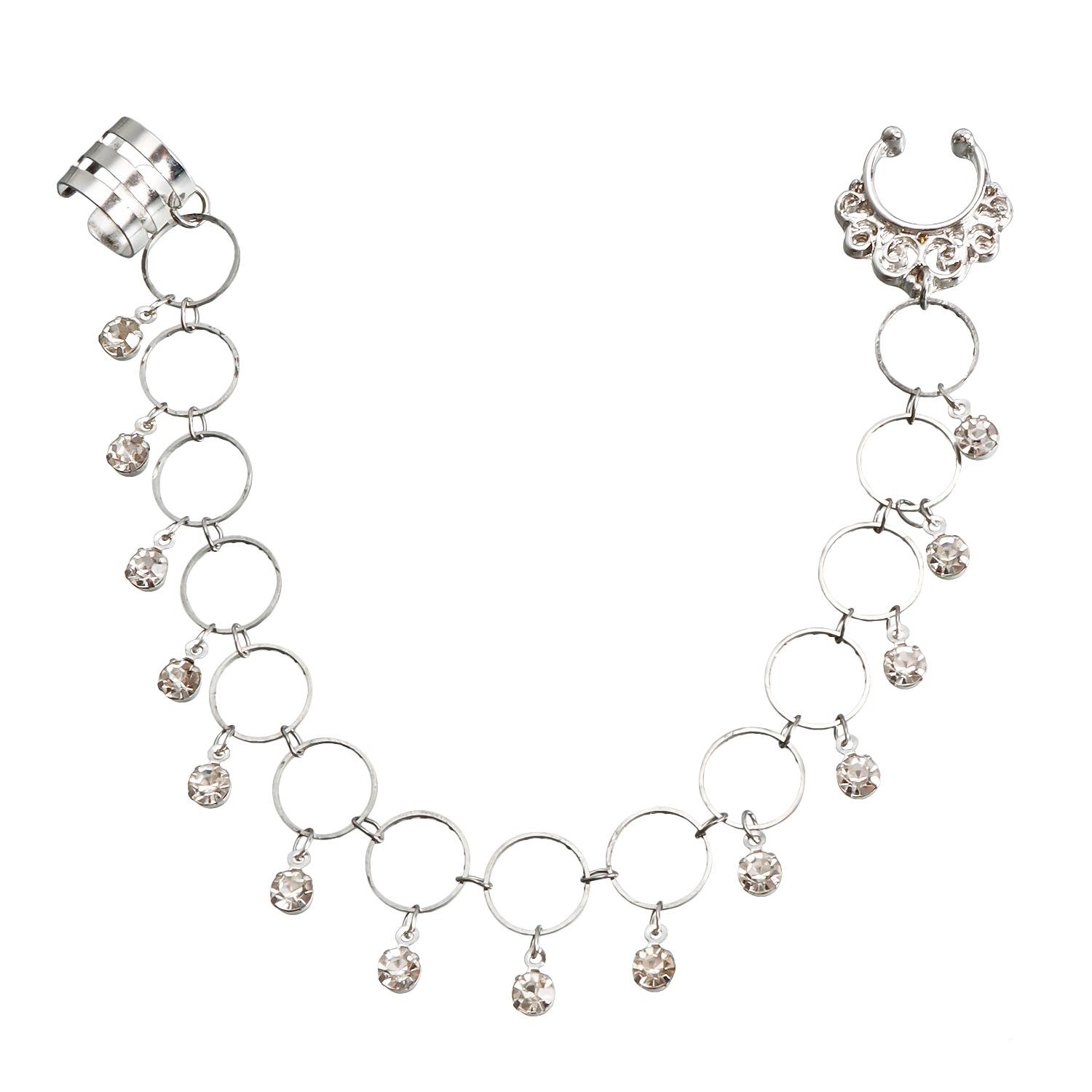 

Accessories, ethnic style piercing jewelry, stud earrings, nose rings, stage free punching rhinestone fringed nose rings