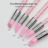 5Pcs/Set Pink Dual Ended Sculpture Pen Manicure Brush Rhinestone Nail Art Silicone Pen 3D Flower Carving Dotting Nail Tool