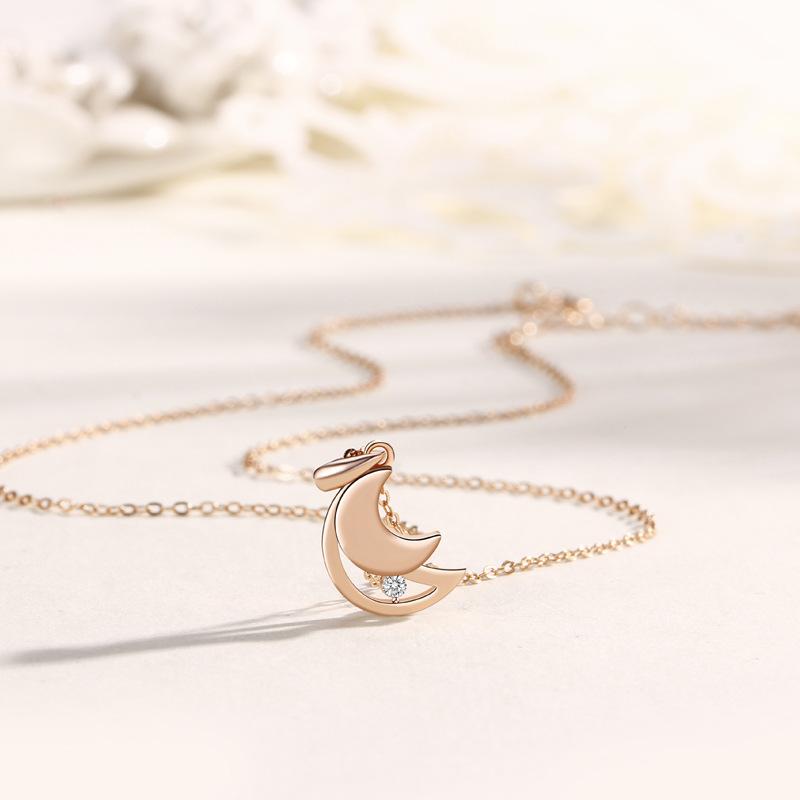 

Ожерелье с двойным изгибом луны, женская цепочка с бриллиантами, модный нишевый дизайн, чувство света, роскошь, стиль