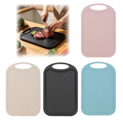 Tabla de cortar de doble cara con mango antideslizante, tabla de cortar de plástico ligera, esencial para la cocina del dormitorio para frutas y carne
