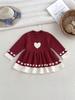 Girls' 100% Cotton Heart Jacquard Long Sleeve Princess Dress for Spring & Autumn