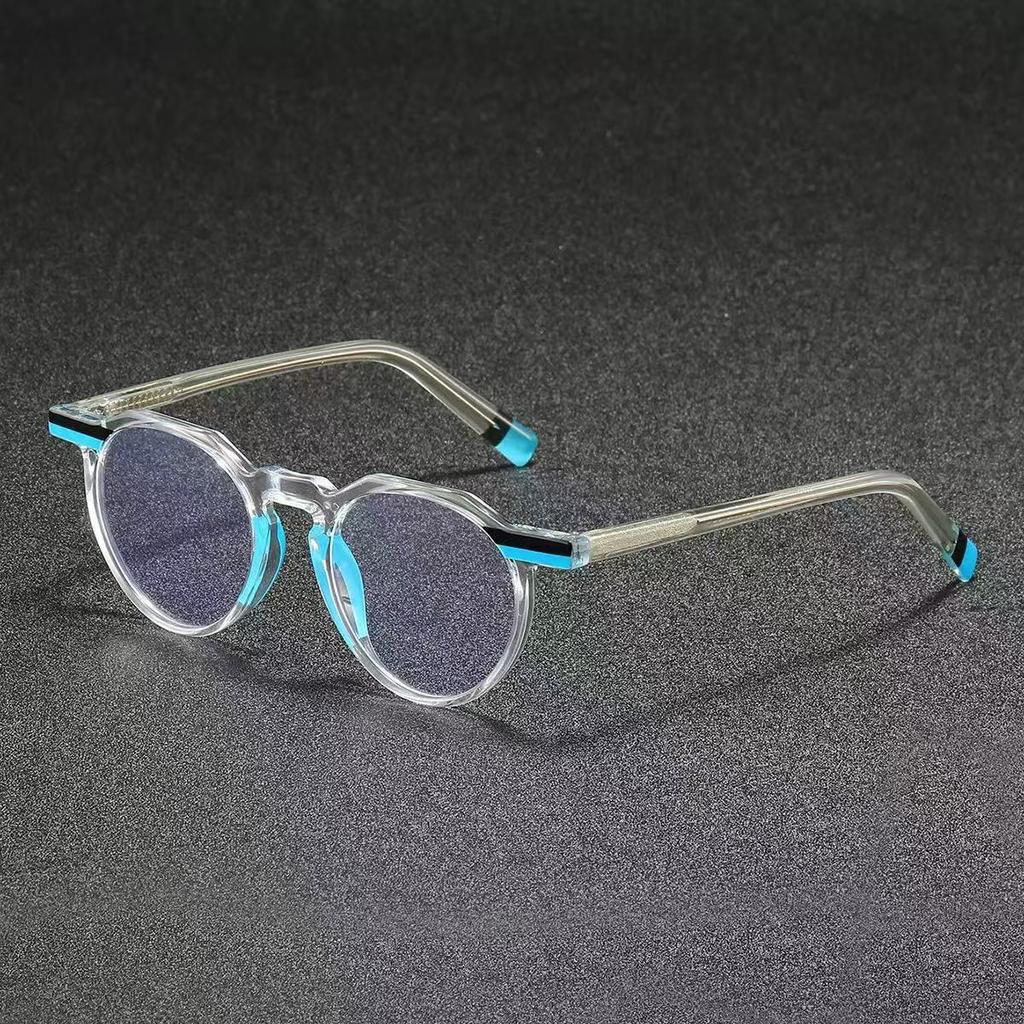 New Fashionable Round Frame Womens Anti Blue Light Glasses Neutral HD Color Blocked Design for Outdoor