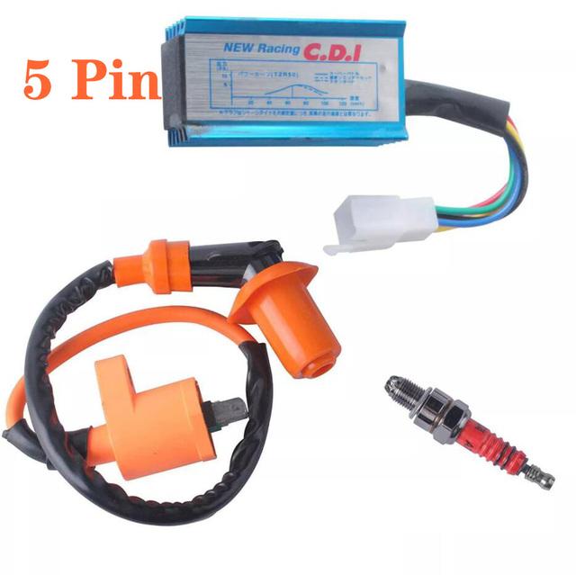 

6-контактный гоночный CDI катушка зажигания свеча зажигания для Gy6 150cc 125cc 50cc WEQ свеча зажигания