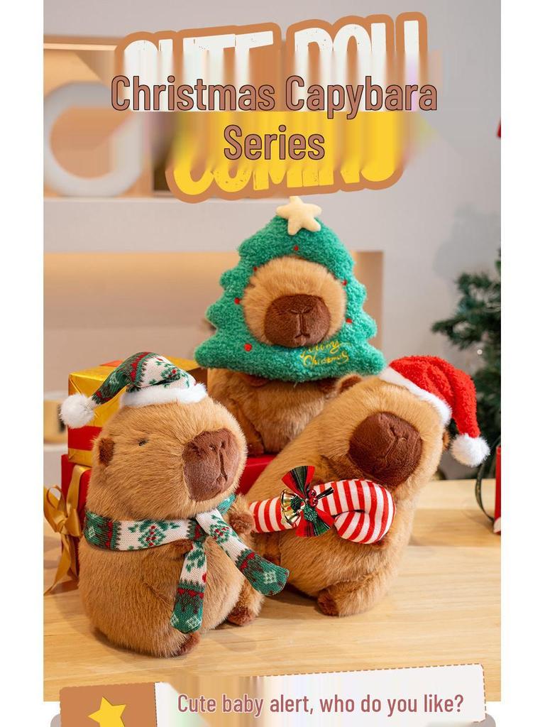 Capybara Christmas Plush Toy & Card Set – Stuffed Animal Comfort Doll