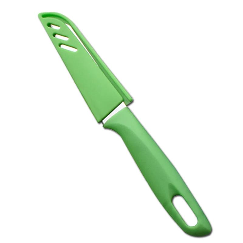 

Цветной нож из нержавеющей стали для резки фруктов, овощей и мяса, кухонный нож для чистки овощей, поварские ножи с чехлом для ножей зелёный