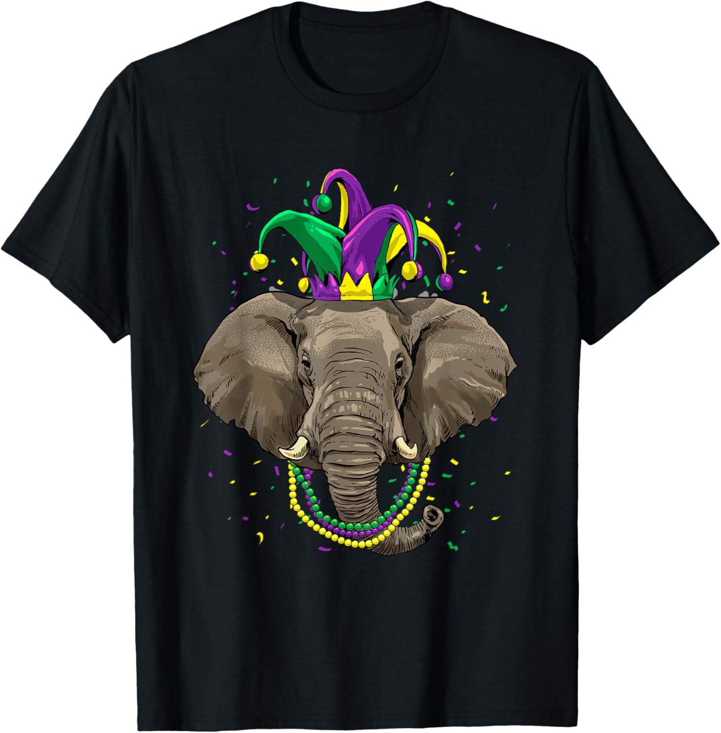 

Mardi Gras Elephant Hat Beads Graphic Tee Men s Casual Short Sleeve T-Shirt 4XL