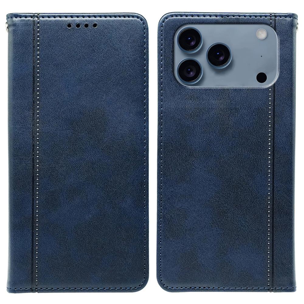 For iPhone 17 Pro Max Case Hidden Magnetic Closure Calf Texture Leather Phone Cover