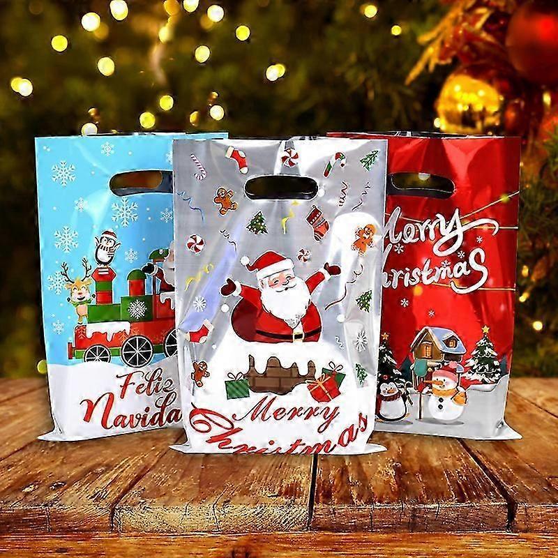 10/30 Cartoon Plastic Christmas Gift Bags for Sweets and Cookies. Christmas Home Decoration, Ideal for Kids. New Year's Gift 2026.