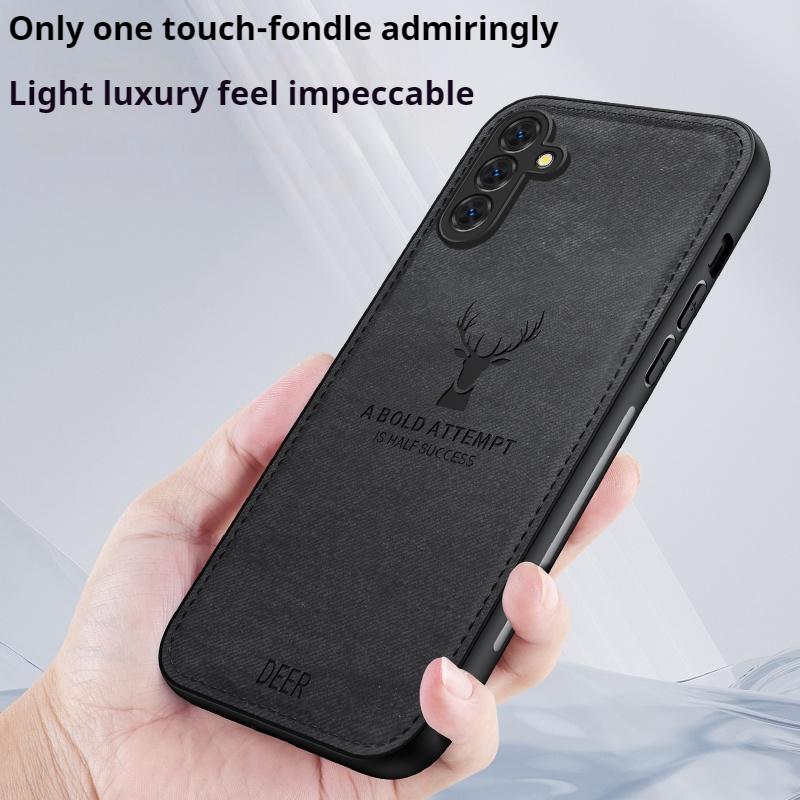 Luxury Cloth Leather Deer Head Case For Samsung S25 S24 S23 FE S22 S21 A55 A54 A53 A25 A15 A16 A36 Note 20 10 9 Plus Ultra Cover