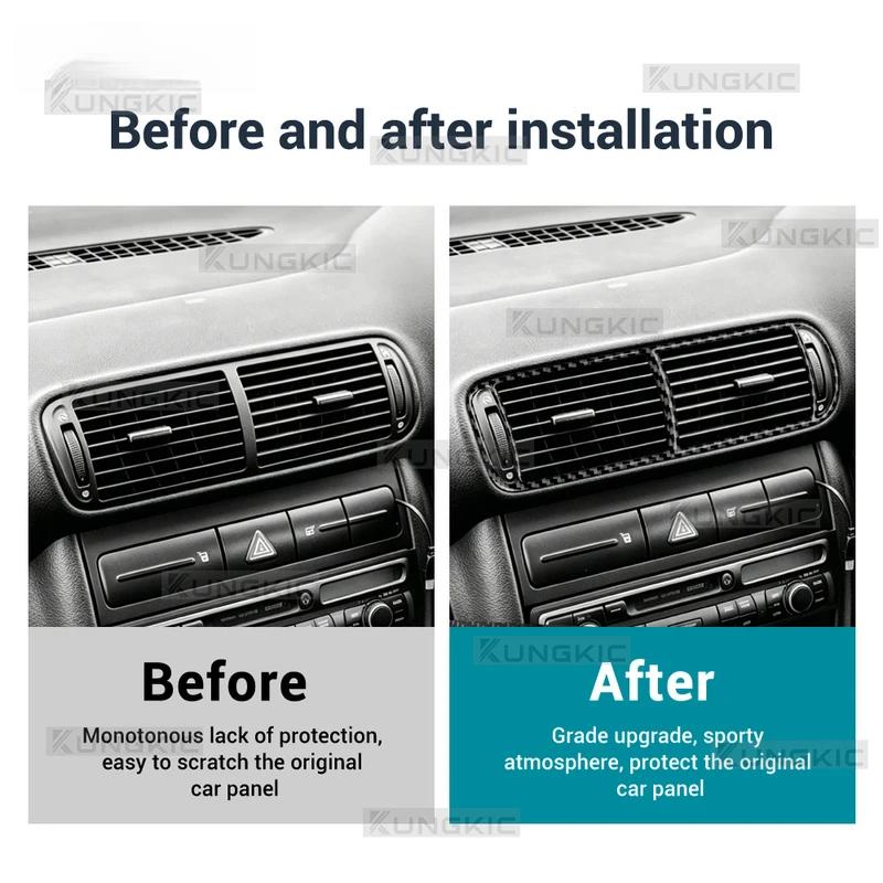 Real Soft Carbon Fiber Trim for Seat Leon MK1 1M 1999 2000 2001 2002 2003 2004 Center AC Air Vent Outlet Interior Accessories.