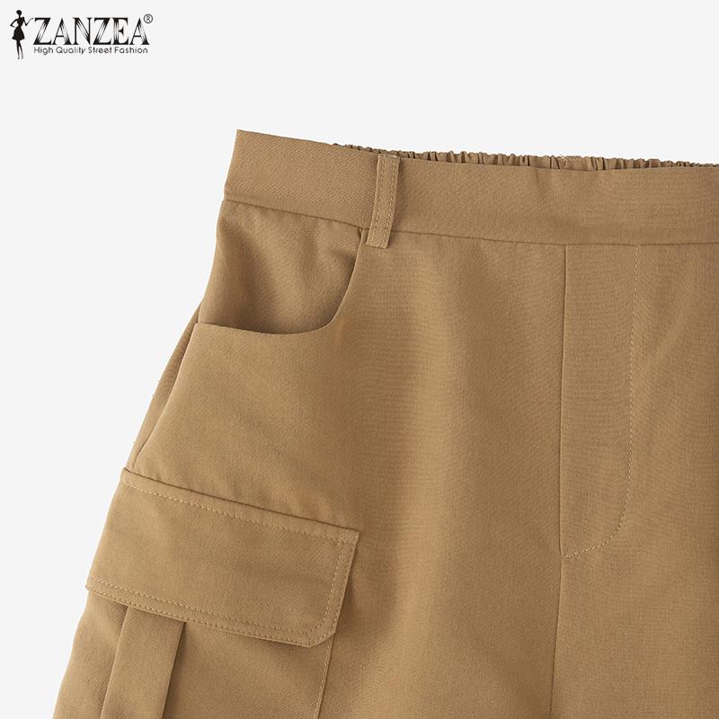 ZANZEA Women Casual Elastic Waist Loose Summer Shorts
