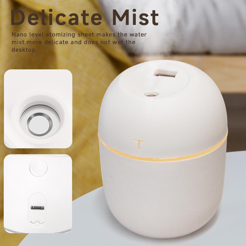 Mini USB Air Humidifier 220ML Portable Ultrasonic Humidifier with Colorful Night Light Quiet Operation for Home Office Bedroom