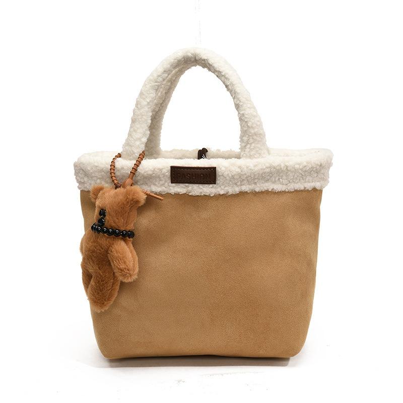 Niche Plush Hand Carrying Bucket Bag Women's Autumn and Winter New Retro Commuting Small Bag
