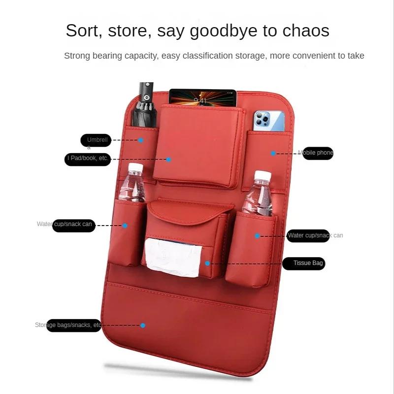 Car Seat Back Organizer Leather Universal Backseat Hanging Storage Bag Protector Auto Cup Mobile Phone Tissue Pockets Holder