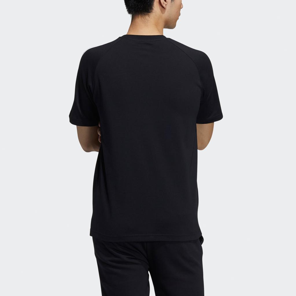 Adidas Neo Contrast Three Stripes Sport Round Neck T-Shirt Men Tops Black GP4919