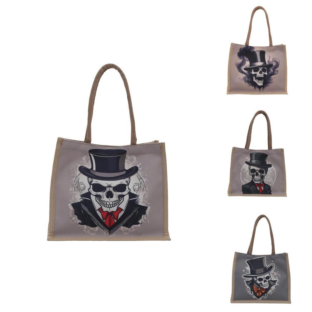 Stylish Urban Skull Canvas Tote Bag For Women Large Capacity Fashionable Design