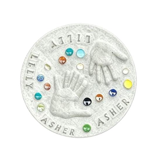 

DIY Handprint Stepping Stone Kit, Mother s Day Keepsake Craft Gift, Garden Stone Making Set with Colored Stones for Indoor Outdoor Decor 10Inch