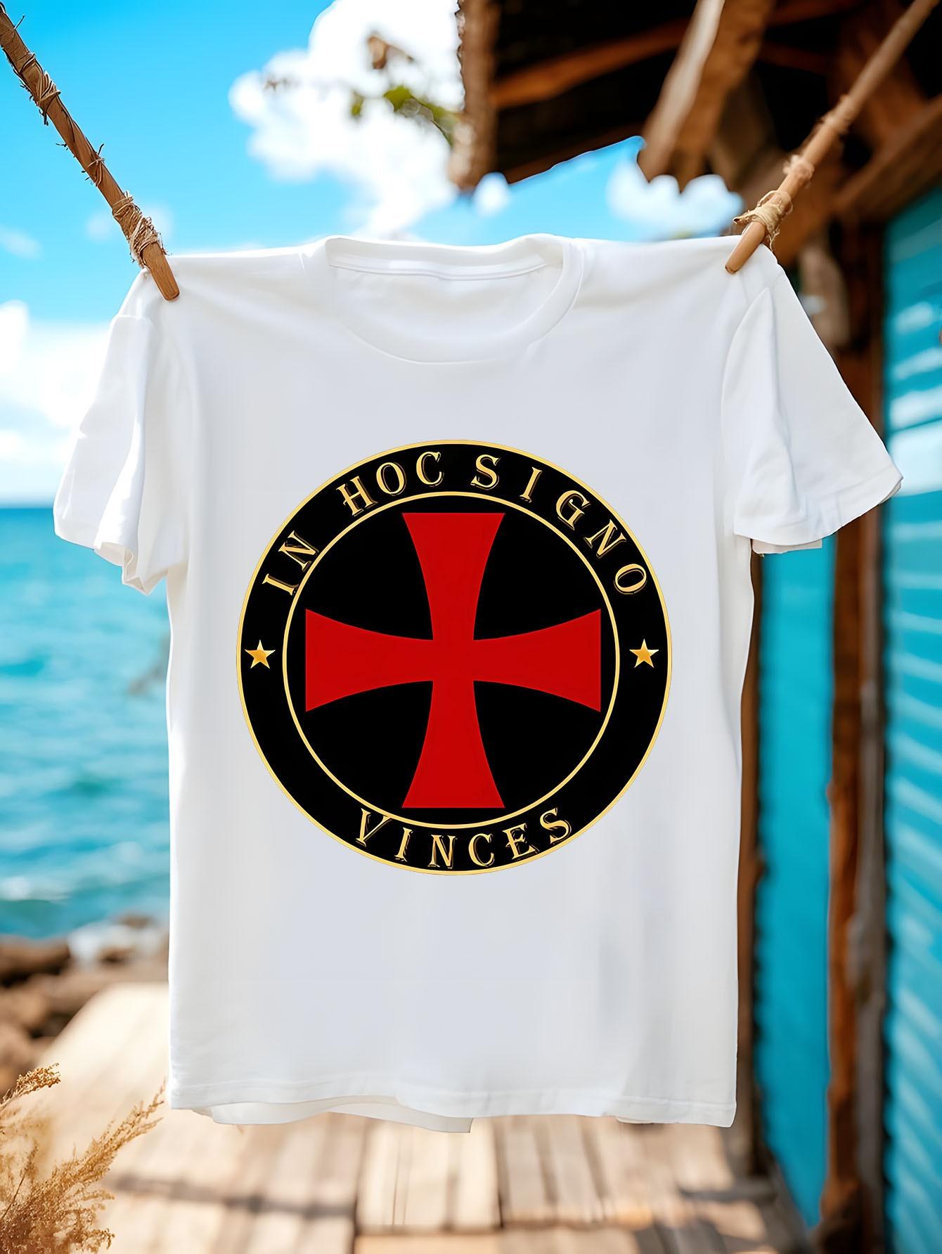 Medieval Templar Knights Tshirt Black Cotton Tee with Red... XXXXL