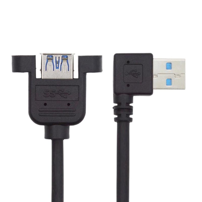 Fast Speed 5Gbps USB 3.0 Extension Cable Right Angle/Straight Head Adapter Male to Female Secure Mounting Ears Design
