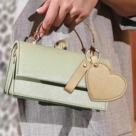Love Heart Shape Makeup Mirror Waterproof Faux Leather Vanity Mirror Keychain Portable Travel Women Handheld Cosmetic Mirror Bag Pendant