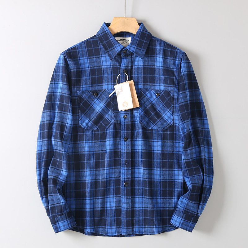 Soft Texture Foreign Trade Export Unisex Shirts, Spring and Autumn Vintage Loose Versatile Plaid Long-Sleeve Shirts