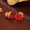 Orecchini a Bottone in Zircone Rosso Raffinati: Rame placcato oro di alta gamma in stile dolce e cool