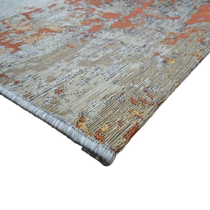Tapis salon vintage taupe multicolore 160x230