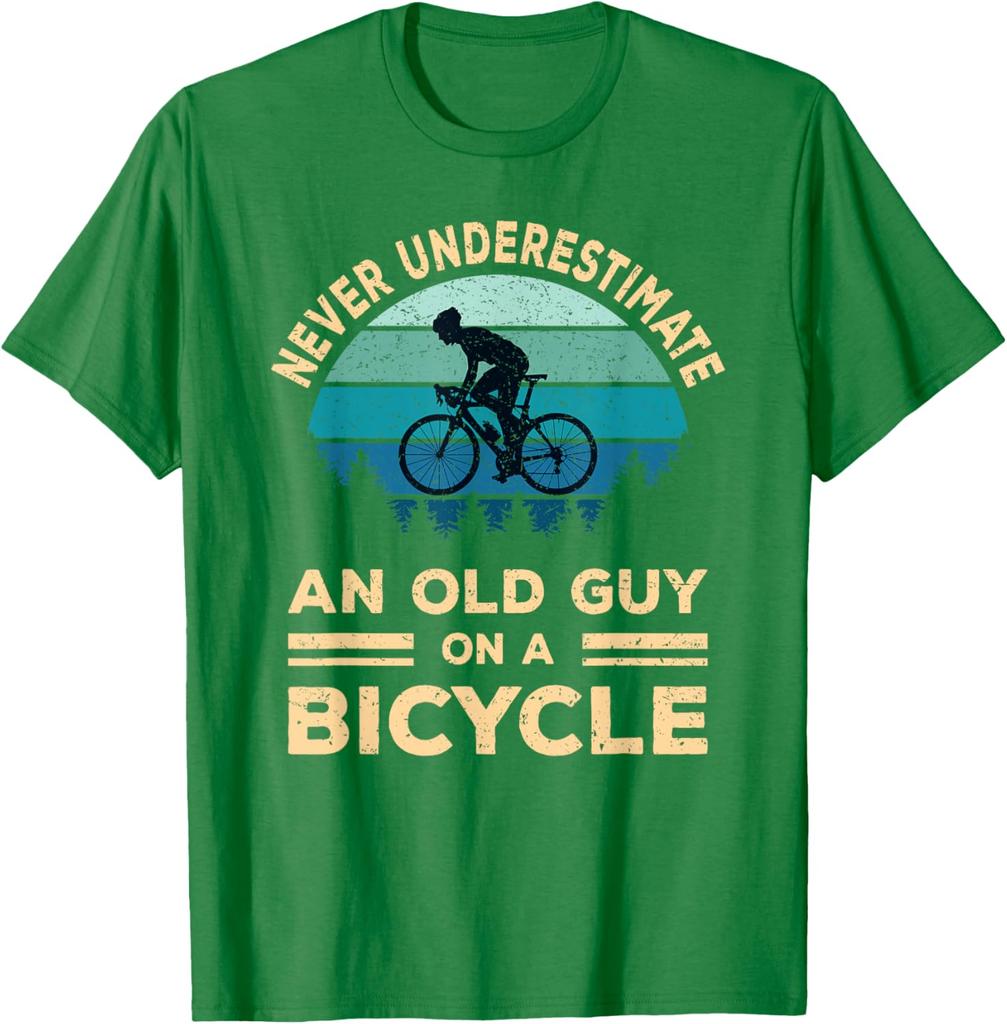 Never Underestimate an Old Guy On A Bicycle Cycling Bike Men TShirt Graphic Tee Breathable Short Sleeve TShirt for Men